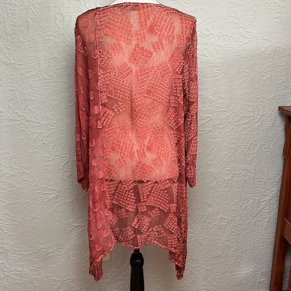 Grizas Silk Blend Patterned Sheer Top - Picture 2 of 9